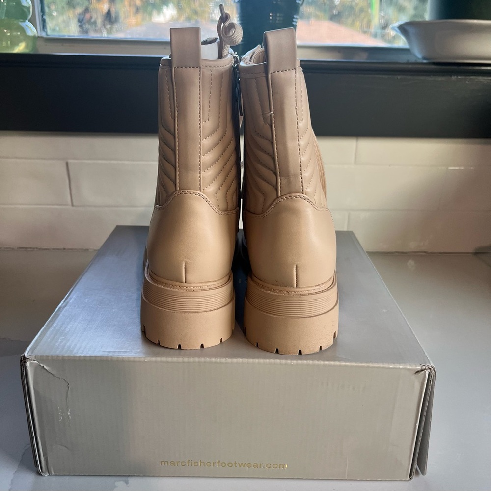 Marc Fisher Pierce Quilted Faux Leather Pierce Light Natural Combat Boot Sz 10 - Picture 10 of 14